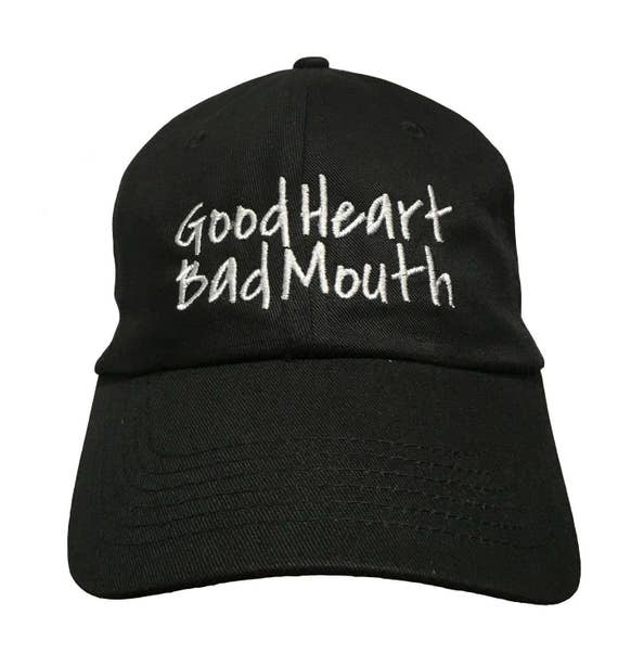 Good Heart Bad Mouth - Polo Style Ball Cap (Black with White Stitching)