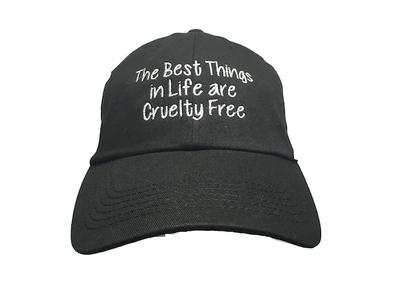 The Best Things in Life are Cruelty Free - Black with White Stitching