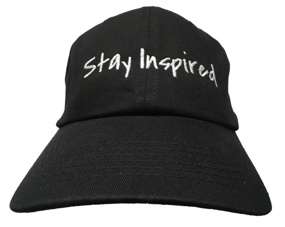 Stay Inspired - Polo Style Ball Cap - Black with White Stitching