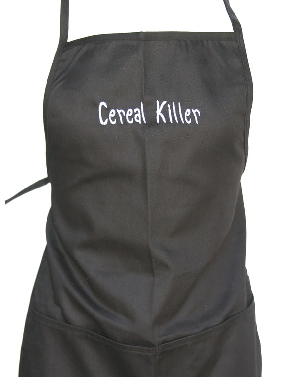 Cereal Killer (Youth Apron with Pockets) Black with White Stitching