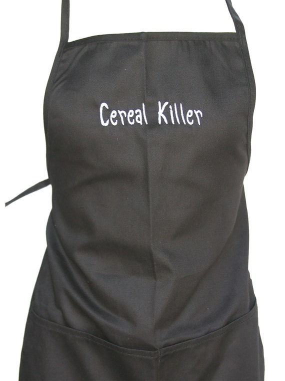 Cereal Killer (Youth Apron with Pockets) Black with White Stitching