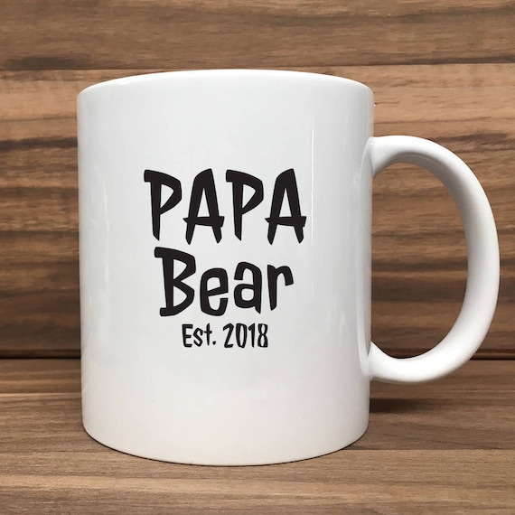 Coffee Mug - Papa Bear with Est. Date - Double Sided Printing 11 oz Mug