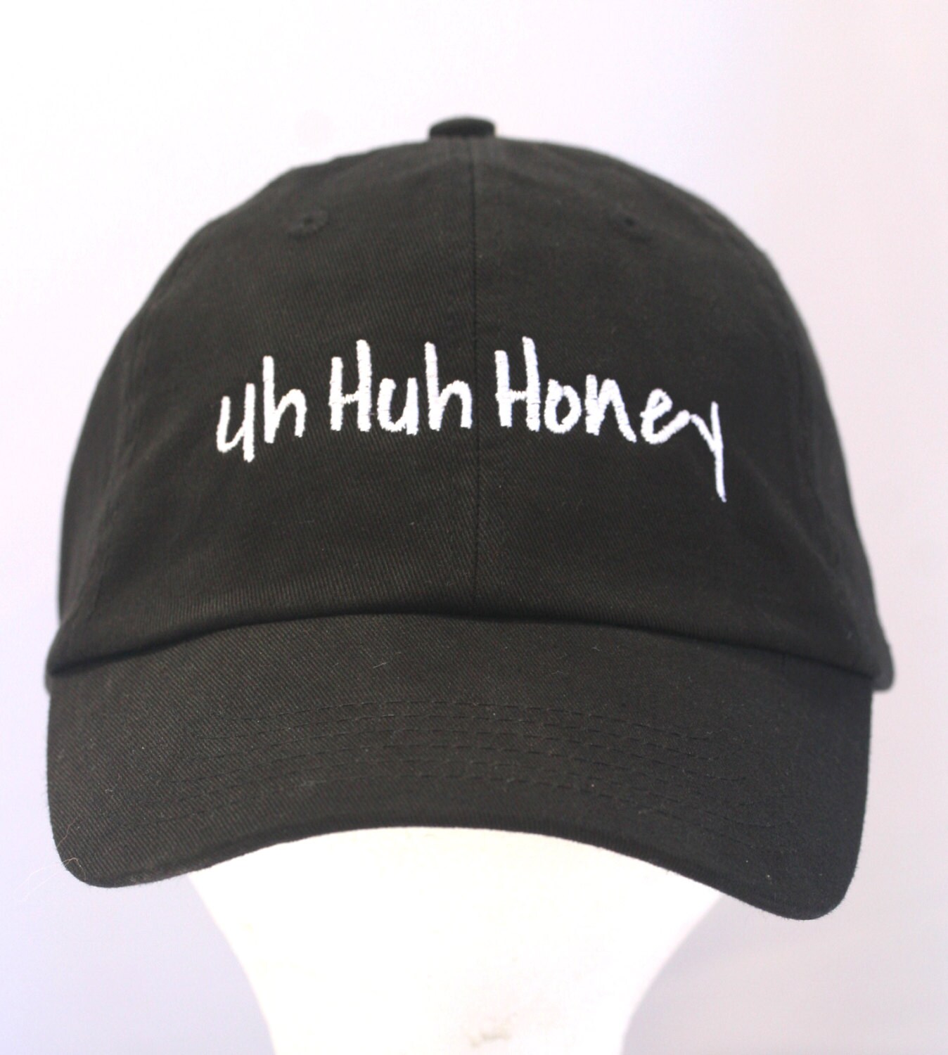 Uh Huh Honey Washed Out Grey Baseball Hat with Black