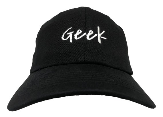 Geek - Polo Style Ball Cap (Black with White Stitching)