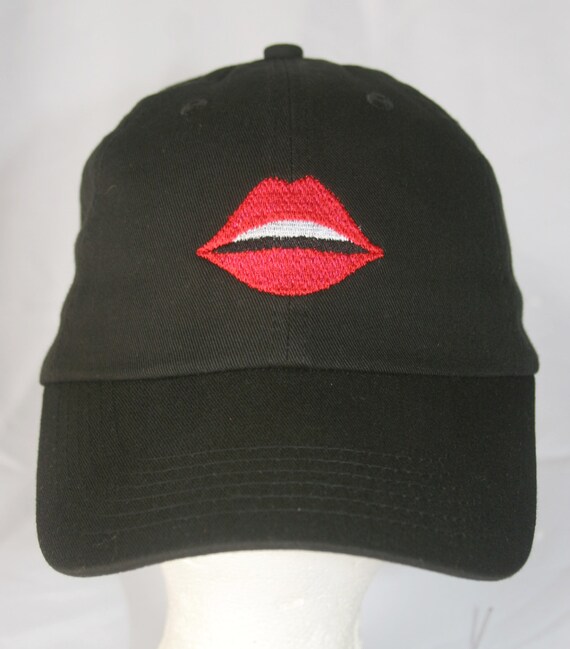 Emoji Lips - Polo Style Ball Cap (Black)