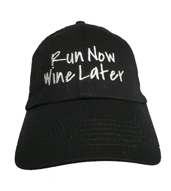 Run Now Wine Later - Polo Style Ball Cap (Black)