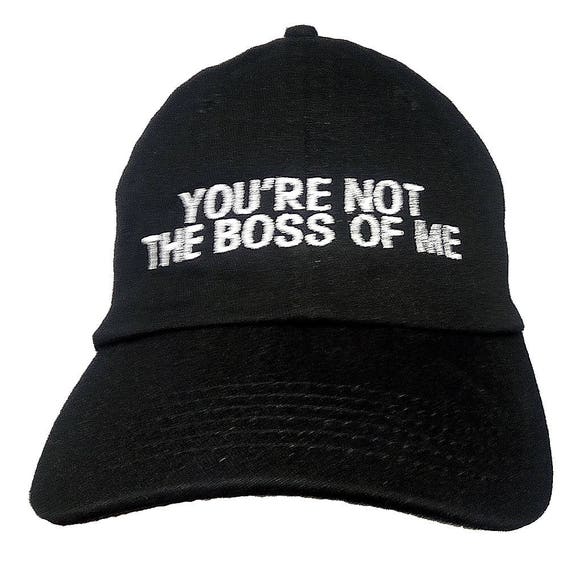 You're Not The Boss Of Me (Youth Dad Cap Polo Style Ball Cap - Black with White Stitching)