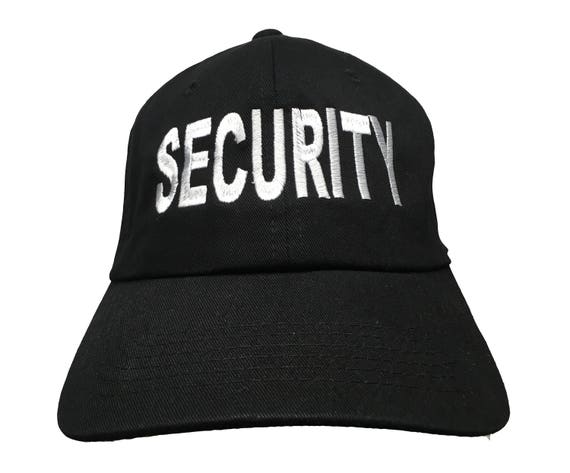 SECURITY - Polo Style Ball Cap - Black with White Stitching