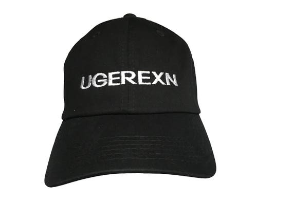 UGEREXN - License Place Series - Polo Style Ball Cap (Black with White Stitching)