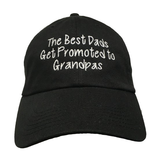 The Best Dads Get Promoted to Grandpas - Polo Style Ball Cap (Black with White Stitching)