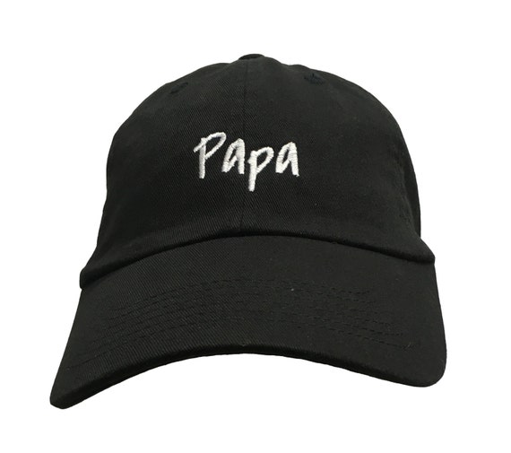 Papa (Polo Style Ball Cap - Black with White Stitching