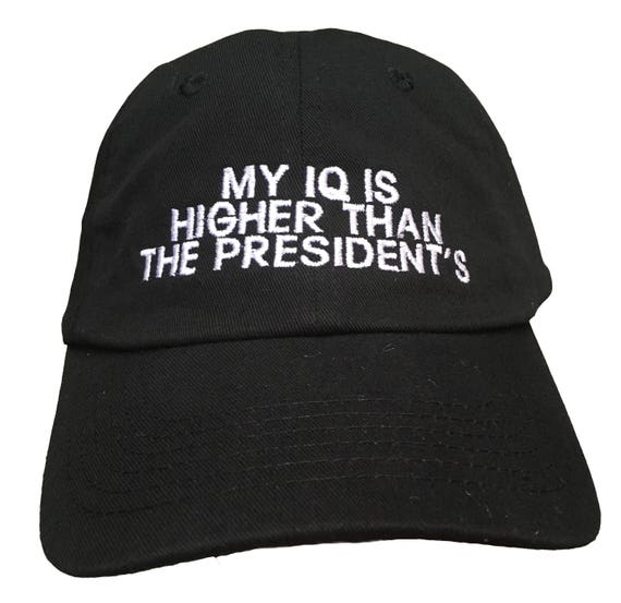 My IQ is higher than the Presidents (Youth Dad Cap Polo Style Ball Cap - Black with White Stitching