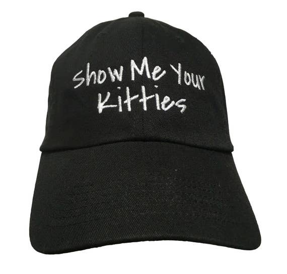 Show Me Your Kitties  (Polo Style Ball Cap - Black with White Stitching