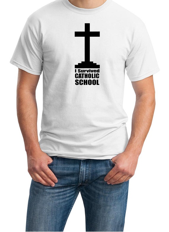 I Survived Catholic School - Mens T-Shirt (White or Ash Colors)