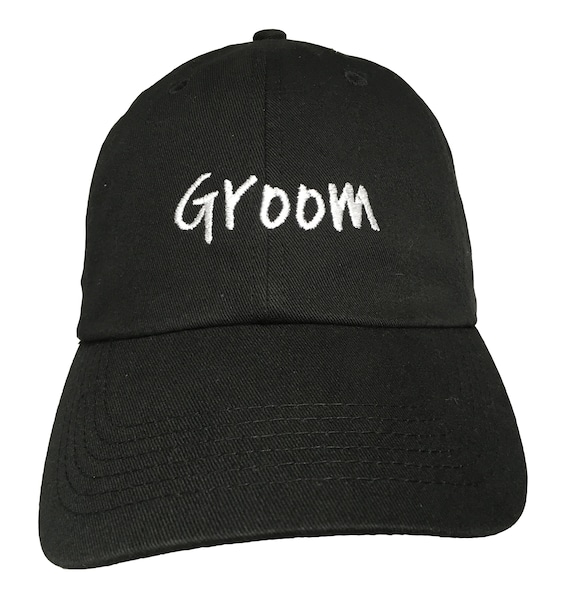 Groom New Style - Ball Cap (Black with White Stitching)