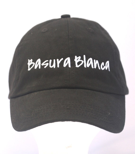 Basura Blanca - Polo Style Ball Cap (Black with White Stitching)