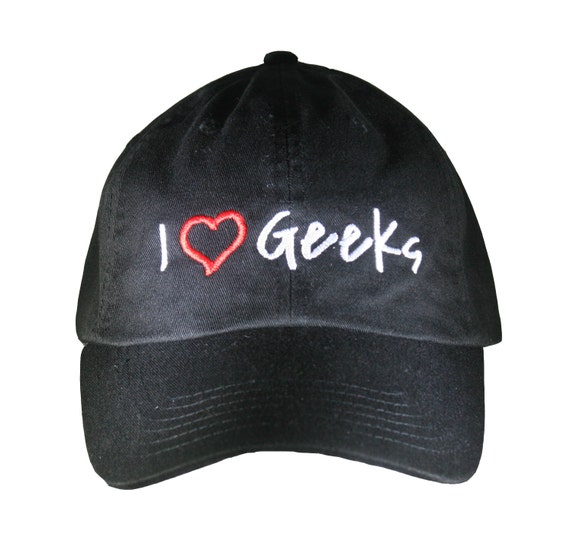 I Love Geeks - Polo Style Ball Cap (Black with White Stitching)