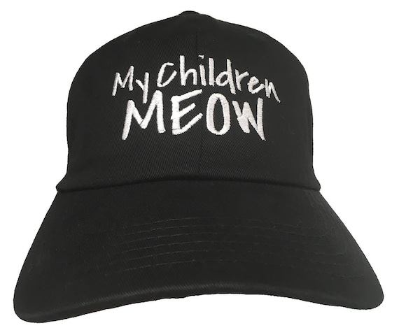 My Children Meow (Polo Style Ball Cap - Black with White Stitching)