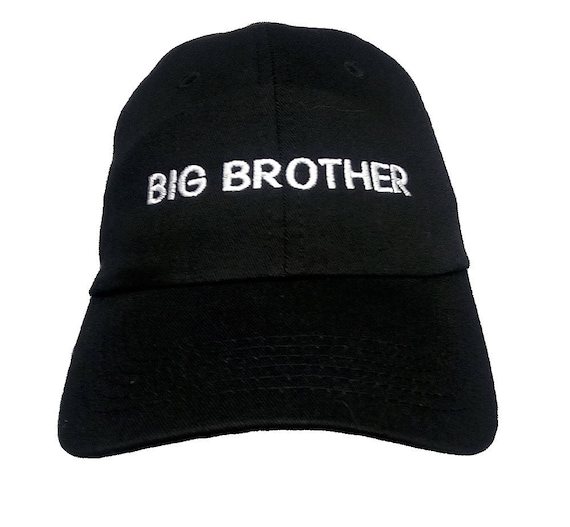 BIG BROTHER (Youth Dad Cap Polo Style Ball Cap - Black with White Stitching)