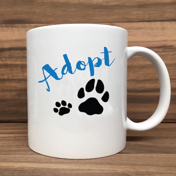 Coffee Mug - Adopt with Paws - Double Sided Printing 11 oz Mug