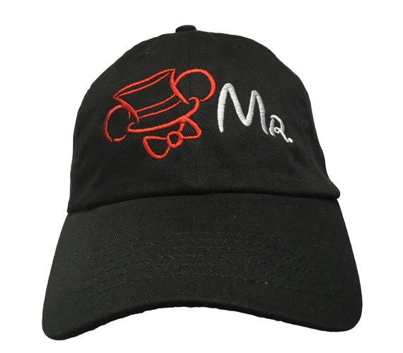 Mr. for the Groom -with TopHat, Bowtie and Ears- Ball Cap (Black with White Stitching)