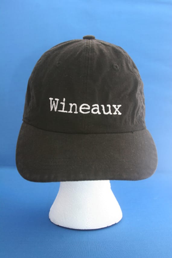 Wineaux- Ball Cap (Black with White Stitching)