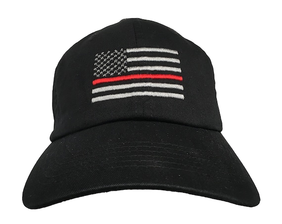 American Flag First Responder Fire and Police (Polo Style Ball Black with Gray Stitching and Red or Blue Stripe)