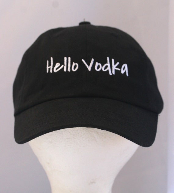 Hello Vodka - Polo Style Ball Cap (Black with White Stitching)