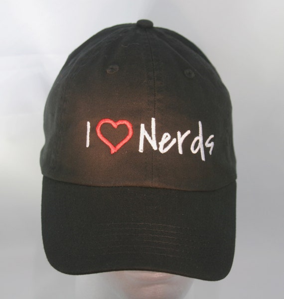 I Love Nerds - Polo Style Ball Cap (Black with White Stitching)