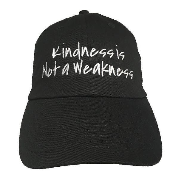 Kindness is Not a Weakness - Polo Style Ball Cap (Black with White Stitching)