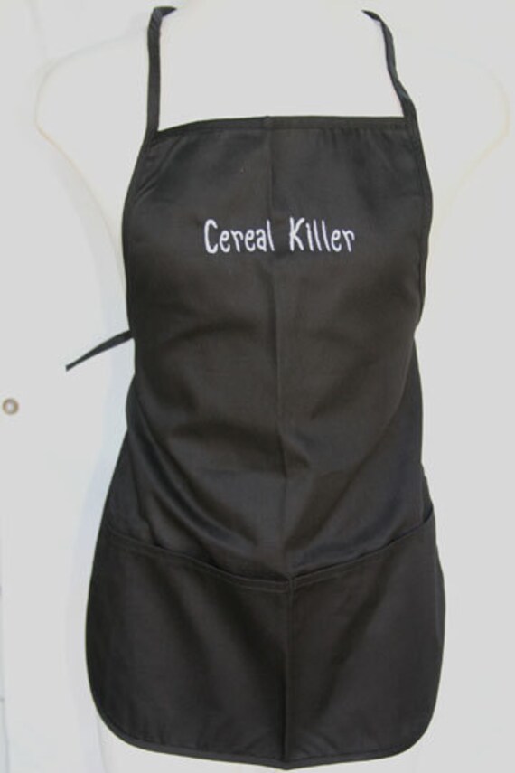 Cereal Killer (Kids Apron Black with White Stitching)