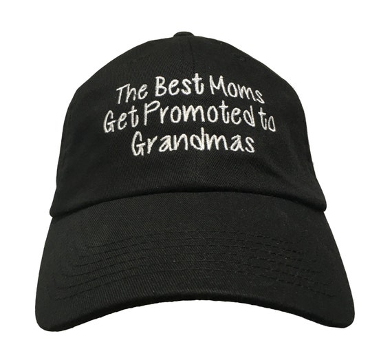 The Best Moms Get Promoted to Grandmas - Polo Style Ball Cap (Black with White Stitching)