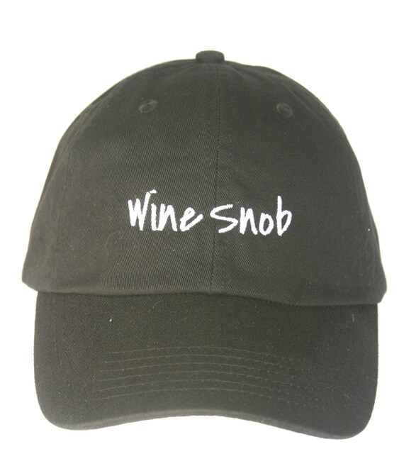 Wine Snob - Polo Style Ball Cap (Black with White Stitching)