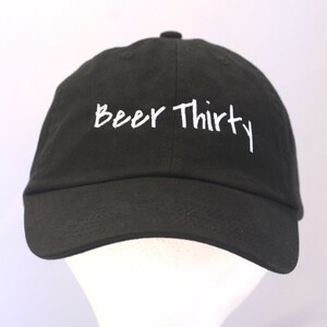 Beer Thirty - Polo Style Ball Cap (Black with White Stitching)