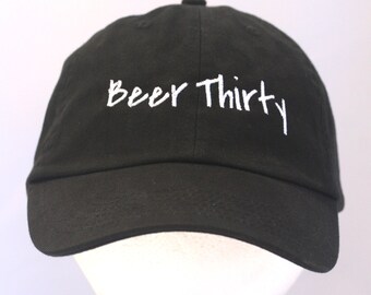 Beer Thirty - Polo Style Ball Cap (Black with White Stitching)