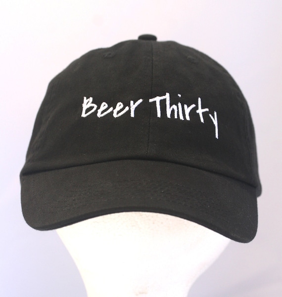 Beer Thirty - Polo Style Ball Cap (Black with White Stitching)