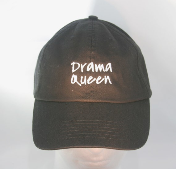 Drama Queen - Polo Style Ball Cap (Black with White Stitching)