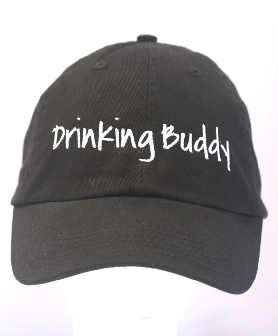 Drinking Buddy - Polo Style Ball Cap (Black with White Stitching)
