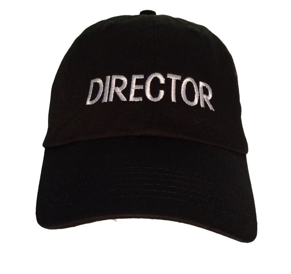 DIRECTOR - Polo Style Ball Cap (Black with White Stitching)