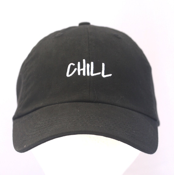 CHILL - Polo Style Ball Cap (Black with White Stitching)