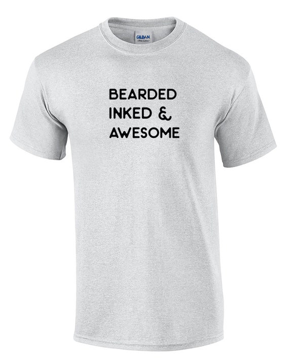 Bearded Inked & Awesome (Mens T-Shirt)