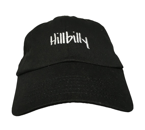 Hillbilly - Polo Style Ball Cap (Black with White Stitching)