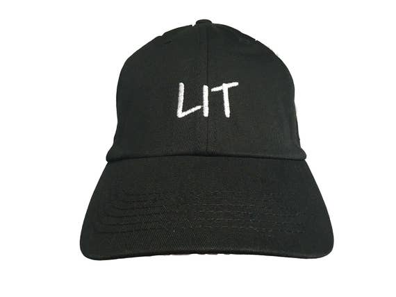 LIT - Polo Style Ball Cap (Black with White Stitching)