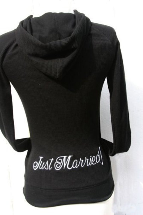 Just Married Embroidered Thermal Hoodie