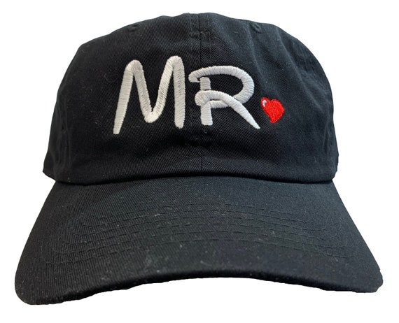 Mr. for the Bride -Disney Font- Ball Cap (Black with White and Red Stitching) Two styles of ball caps