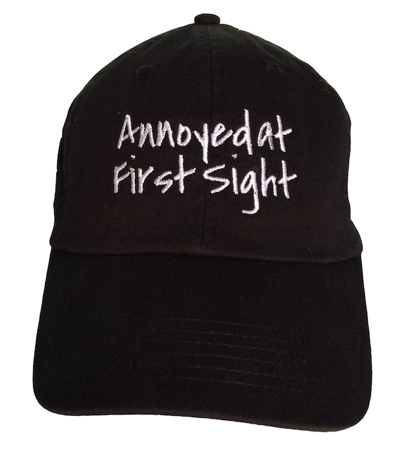 Annoyed at First Sight - Polo Style Ball Cap (Black with White Stitching)