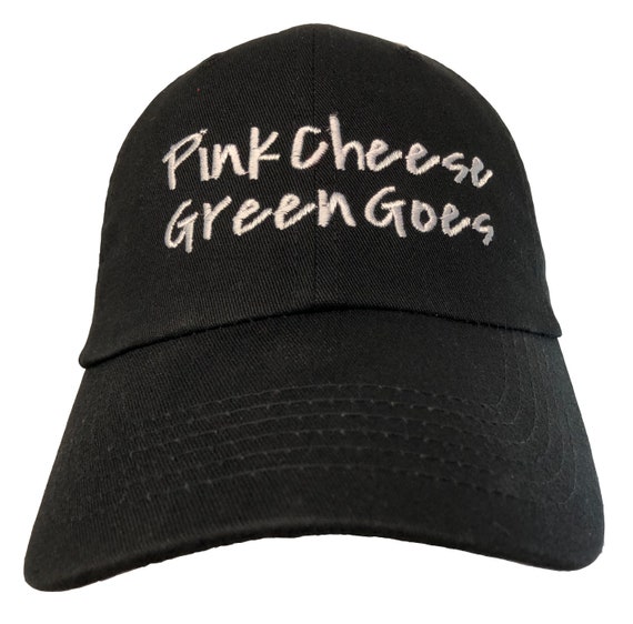 Pink Cheese Green Goes - Polo Style Ball Cap (Black with White Stitching)