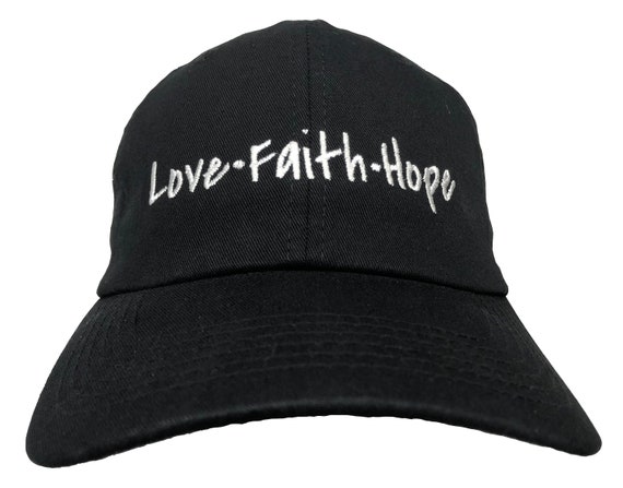 Love Faith Hope - Polo Style Ball Cap (Black with White Stitching)