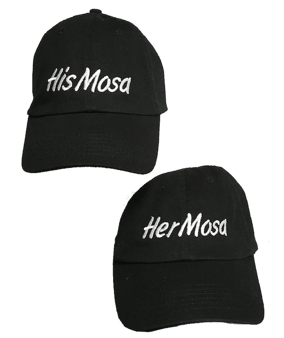 HerMosa & HisMosa Set of Hats (2) - Ball Cap (Black with White Stitching)