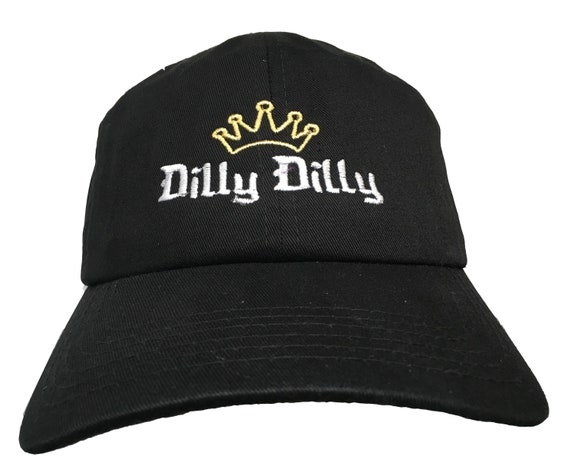 Dilly Dilly with Crown - Polo Style Ball Cap (Black with White Stitching)